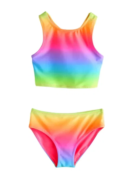 Next Costum de baie două piese deschis / galben / verde limetă / lila albastru