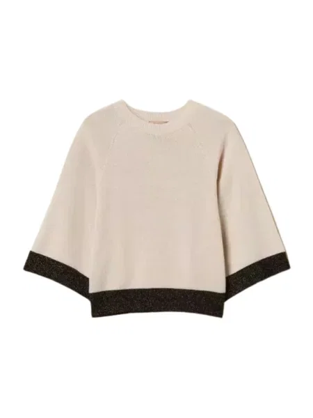 Krótki sweter Twinset wełniany beżowy