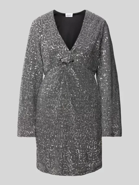 Sukienka mini z cekinowym obszyciem model ‘SANADU’ Vila srebrna
