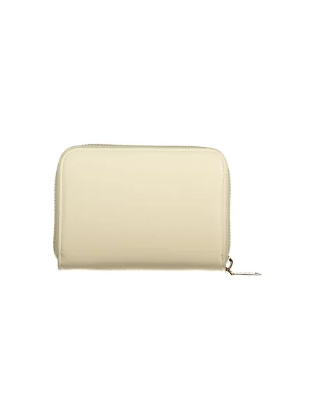 Lniany portfel Valentino Bags beżowy