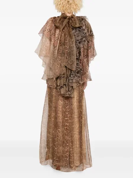 Rochie Zimmermann cu imagine cu model piele de șarpe de costum maro