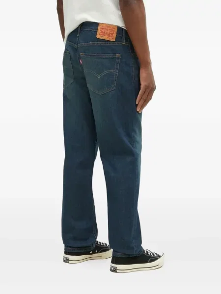 Proste jeansy Levi's 501 w paski ze stretchu dzwony niebieskie