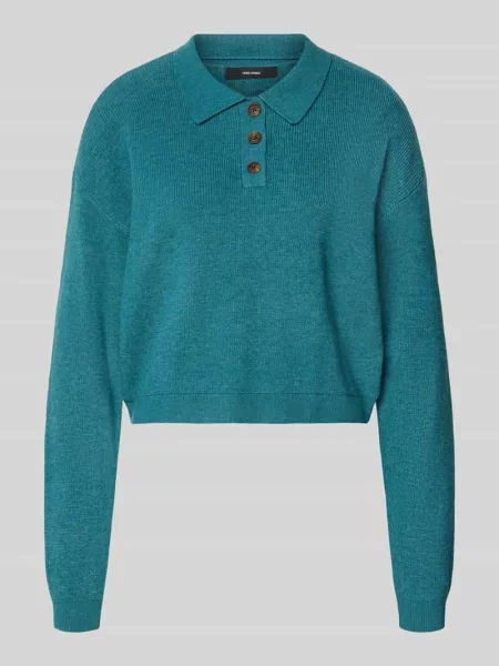 Sweter o kroju regular fit z kołnierzykiem polo model ‘EXCITING’ Vero Moda