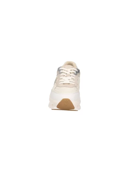 Sneakersy Pinko skórzane z logo beżowe