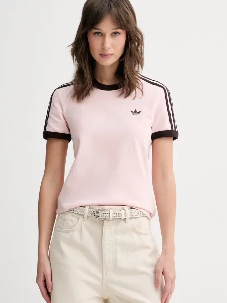 ADIDAS ORIGINALS Majica 3 STRIPES SLIM temno rjava roza