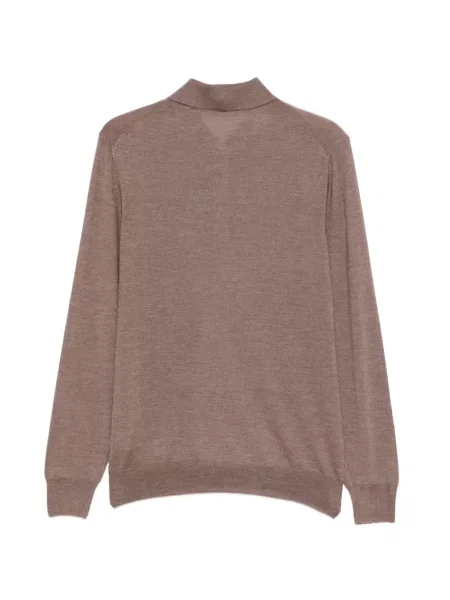 Lung tricou polo Barba tricotate maro