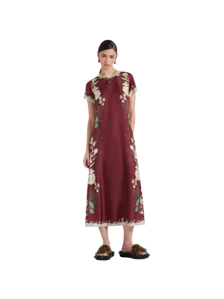 Sukienka La Doublej tiulowa brązowa