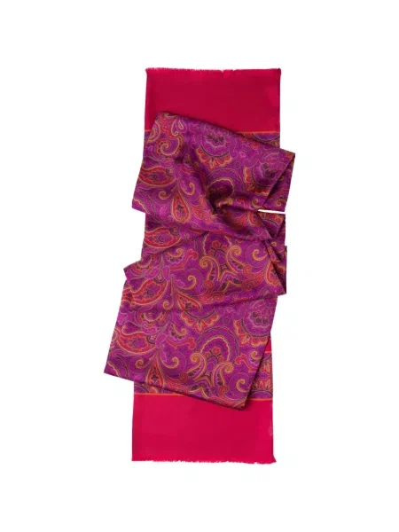 Fular Elizabetta de mătase cu model paisley violet