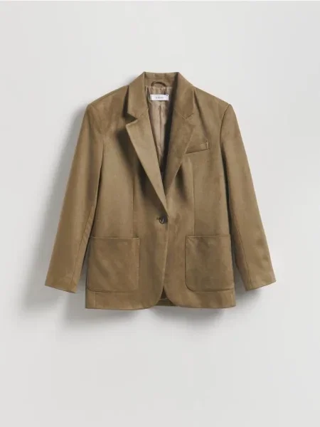 Reserved Marynarka z imitacji zamszu jasny zielony