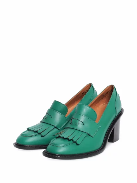 Pantofi loafer Maison Kitsune cu franjuri verde