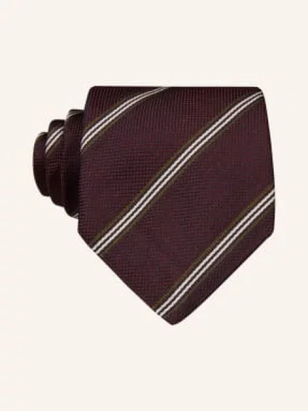 Eton Kravata tmavě červená / olivová bílá