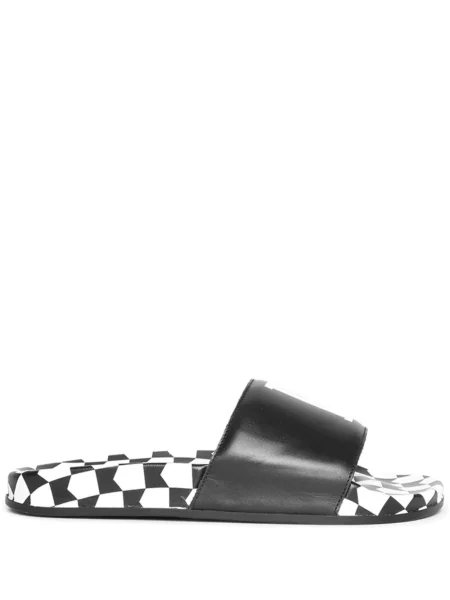 Papuci Rhude din piele cu imagine negru