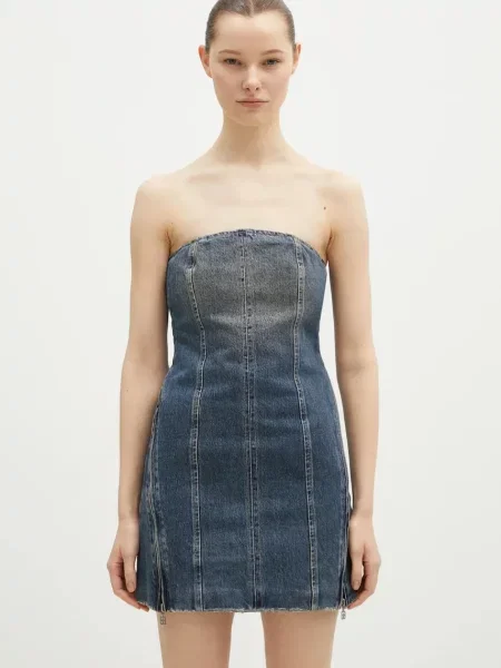 KSUBI rochie din denim Avenue Dress Sandstorm bleumarin mini mulata