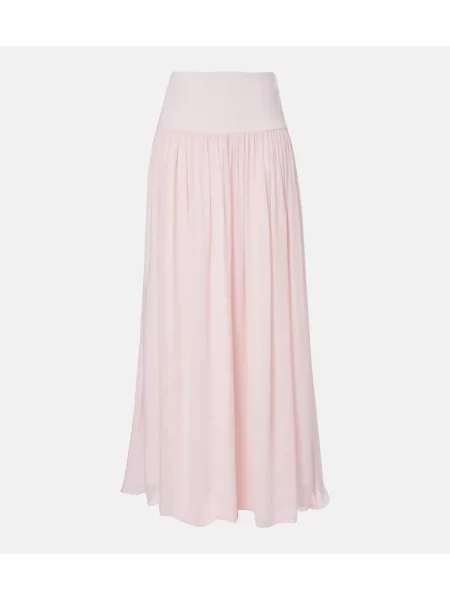 Maksi spódnica maxi Posse z wysoką talią z siateczką różowa