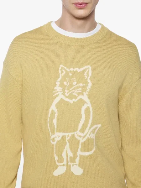 Pulover Maison Kitsune de lână galben