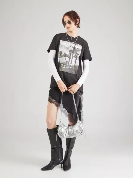 ONLY Oversize tričko ONLLUCY sivá / antracitová šedobiela čierna