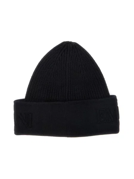 Czapka Emporio Armani wełniana z logo czarna