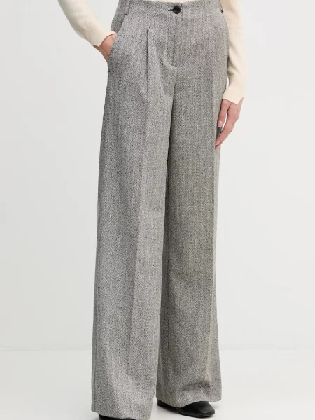 Sisley pantaloni lat high waist negru