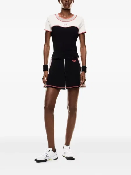 Fustă Ea7 Emporio Armani cu autograf negru