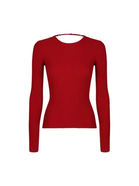Dzianinowy sweter Courreges czerwony