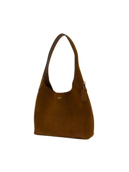 Coach torebka zamszowa Brooklyn Shoulder Bag 28 brązowa