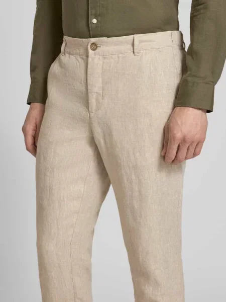 Spodnie lniane z wpuszczanymi model Pandrup' Casual Friday