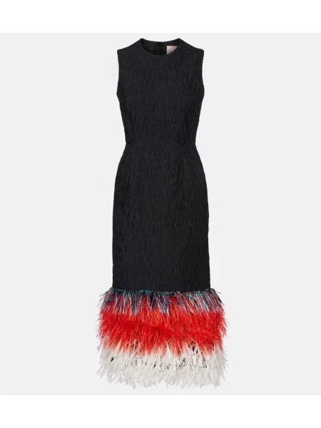 Sukienka midi Roksanda w piórka do kolan garniturowa czarna