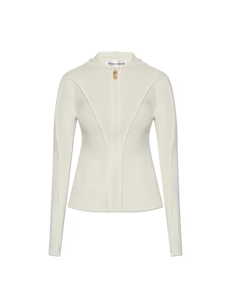 Kardigan Victoria Beckham wełniany beżowy