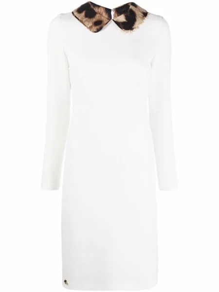 Gulerat rochie Philipp Plein cu model leopard de costum alb