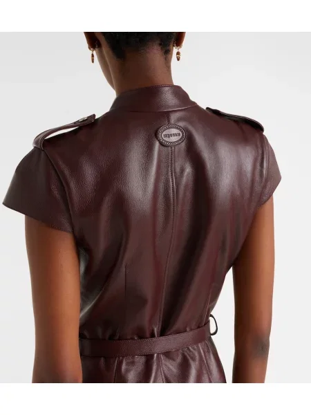 Cu centură rochie midi Mcqueen din piele