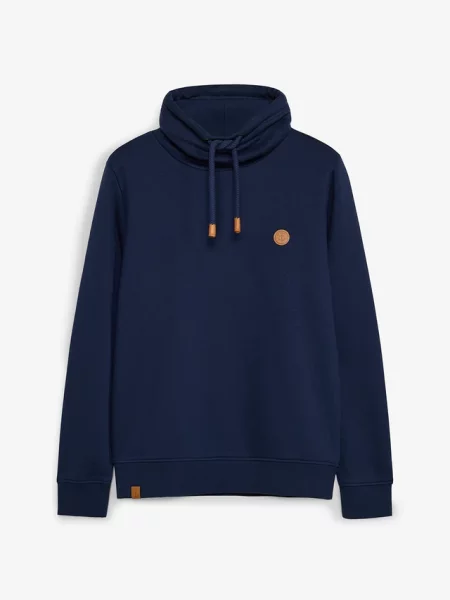 Bluza z grubej dzianiny z detalami imitującymi skórę niebieska