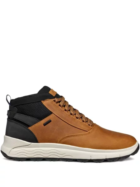 Sneakerși Geox cu șireturi din piele maro