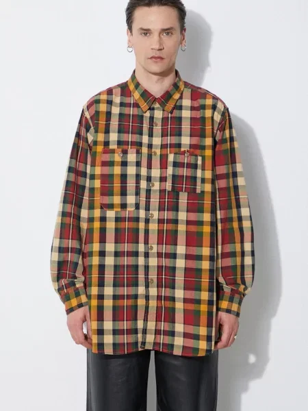 Engineered Garments camasa din Work barbati cu guler clasic relaxed verde