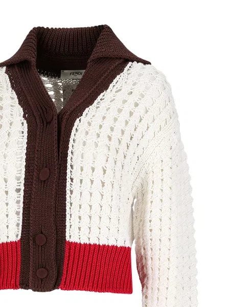 Cardigan Fendi chunky alb