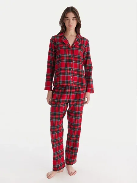Hunkemöller Πιτζάμα Κόκκινο Regular Fit λευκό