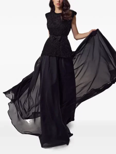 Μεταξωτή φόρεμα Silk Love & Lace με παγιέτες μαύρο