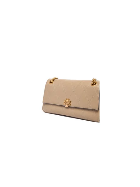 Ročna torba Tory Burch Charlie Quilted Small Shoulder Bag Kremna bež