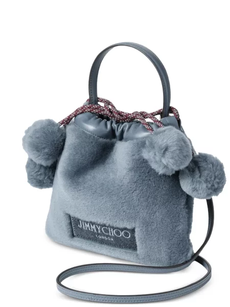 Τσάντα Jimmy Choo από δέρμα προβάτου με κορδόνι μπλε