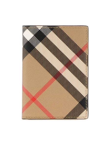 Portfel Burberry w kratę płócienny beżowy