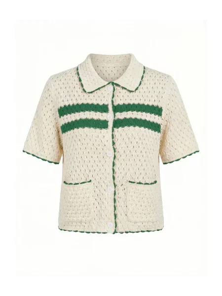 Imily Bela Geacă tricotată ecru verde