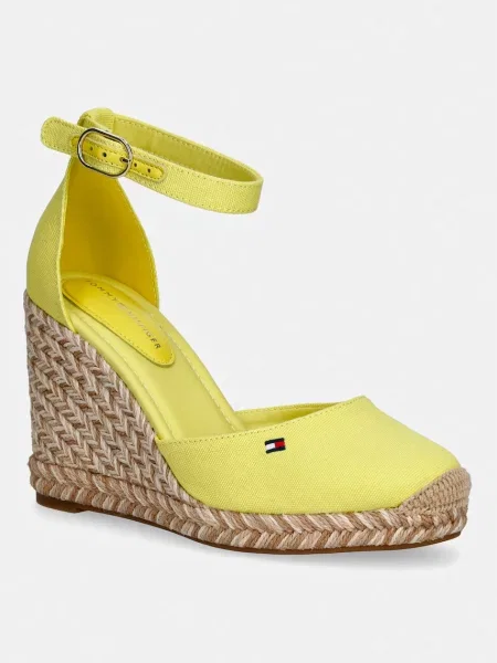 Tommy Hilfiger espadrile wedges pentru femei FLAG HIGH WEDGE ESPAD CLOSED TOE galben