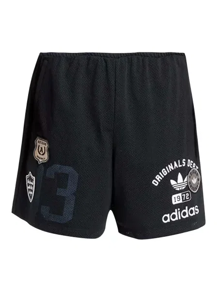 Pruhované kraťasy Adidas s výstřihem do v jersey černé