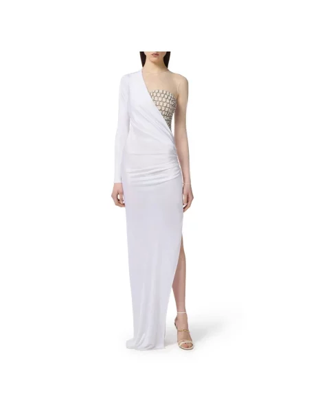 Długa sukienka maxi Elisabetta Franchi tiulowa biała