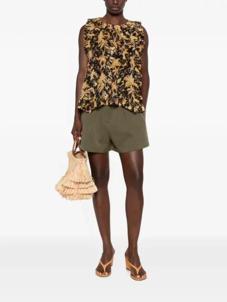 Top Ulla Johnson cu model floral cu imagine negru