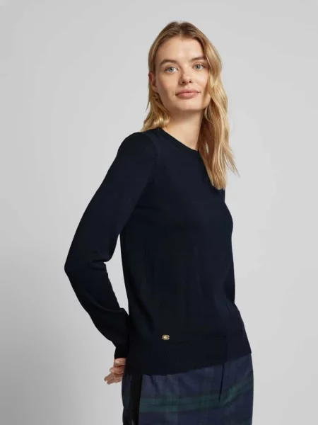 Dzianinowy sweter Lauren Ralph Lauren z okrągłym dekoltem niebieski