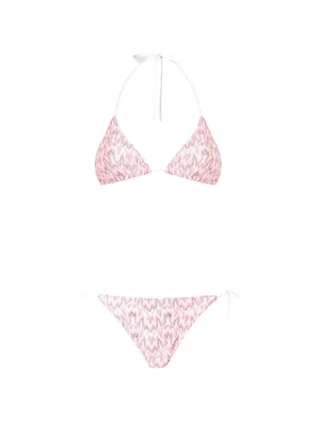 Bikini Missoni tricotate roz