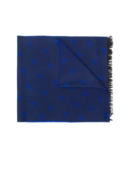 Szal Emporio Armani z logo niebieska