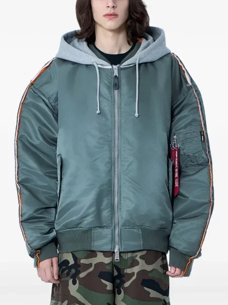 Geacă bomber Vetements cu glugă verde
