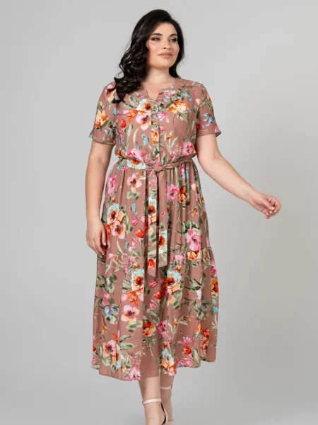 Сукня міді All Posa мокко віскоза/модал