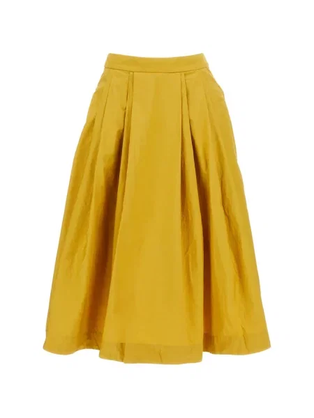 Fusta plisata Casey Casey plisată până la genunchi galben